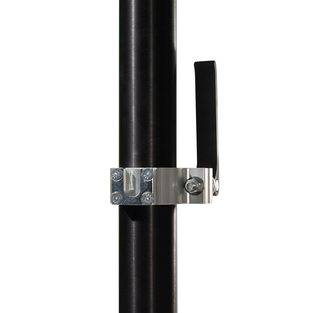 Mighty Strut close up showing AGM patented adjustable collar and AGM easy pull cam lever. 