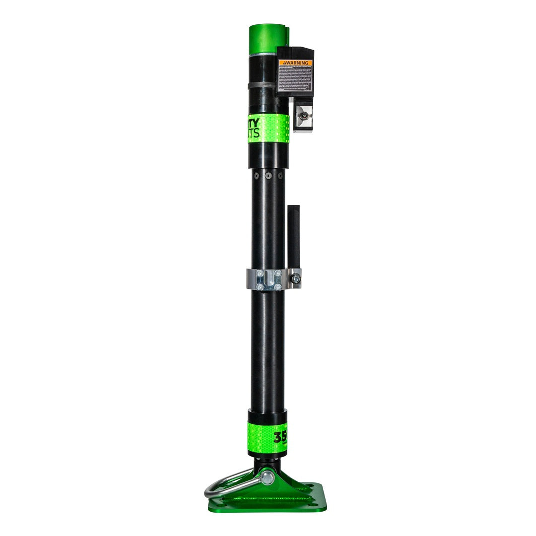 Mighty Strut side profile showing electrical switch, AGM patented adjustable collar, d-ring and foot pad.